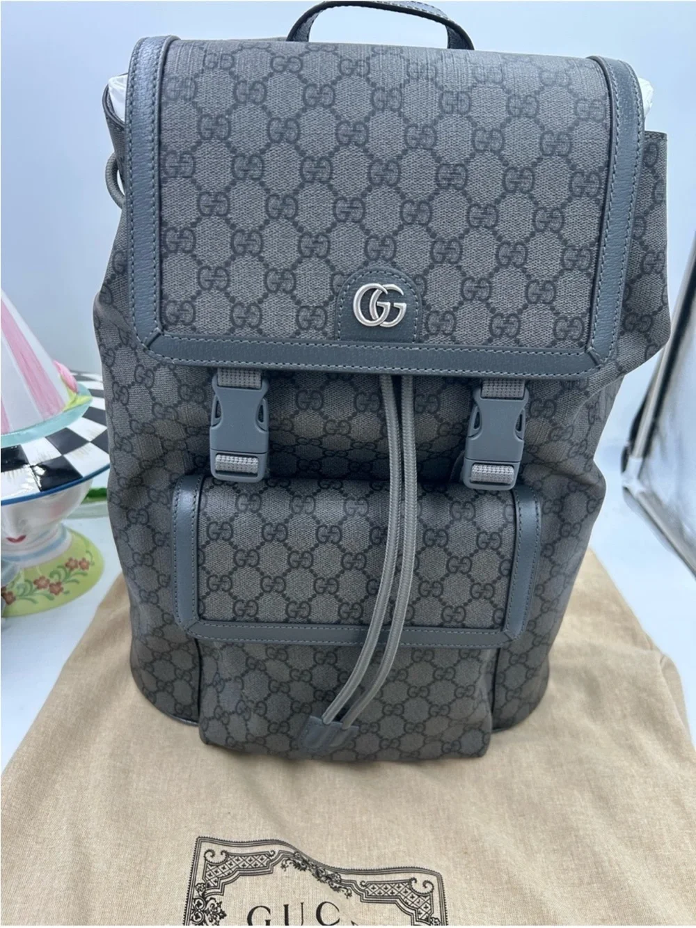 Unisex Gucci, GG supreme canvas backpack made in Italy NWT